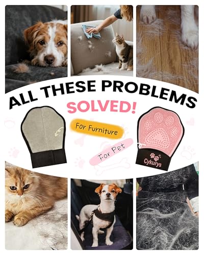 Pet Hair Removal Glove for Dogs & Cats, Double-Sided Grooming Glove | 2-in-1 Pet Grooming Tool, Electrostatic Hair Remover for Clothes & Furniture + Silicone Brush for Deshedding Pets，Pink - color: 1pcs-Pink