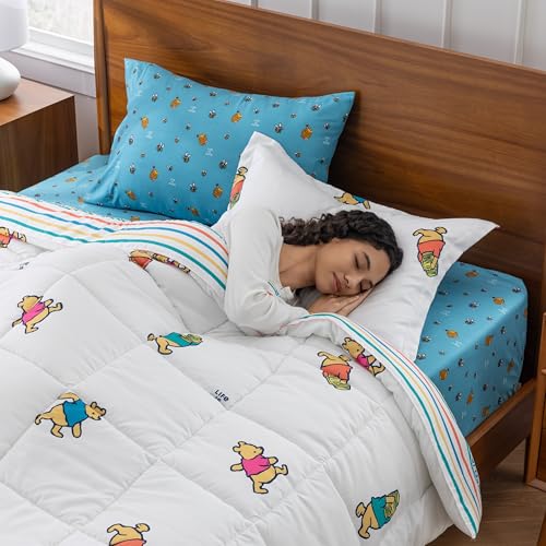 Berkshire LIG Printed Reversible Microfiber Comforter Set–5-Piece, Ultra Soft All-Season Bedding, Wrinkle & Fade Resistant, Twin, Dancing White - color: Dancing White, size: Twin