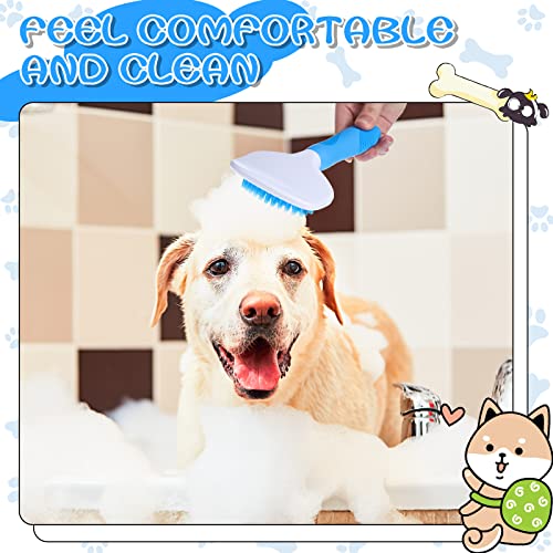 Kacctyen Silicone Dog Bath and Grooming Brush with Handle for Short and Long Hair Pet Deshedding and Massage