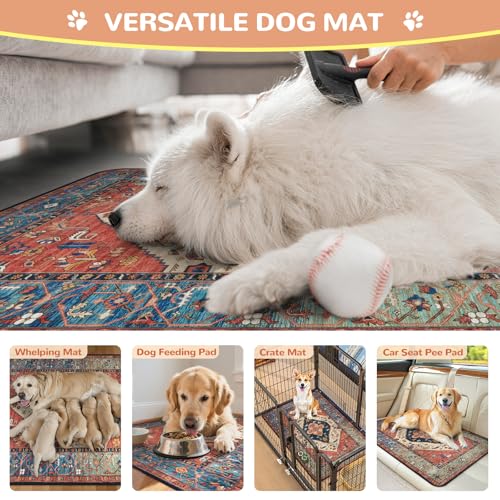 Lahome Super Absorbent Washable Pee Pads for Dogs - Secure Floor Protection - Non-Slip, Leakproof Reusable Pads for Training, Crates & Playpens (2 Pack, 36"x36", Red) - color: Red, size: 3FT x 3FT (Pack of 2)