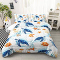 AILONEN Ocean Turtle Seashell Queen Comforter Set, Coastal Animal Bedding Pack with 2 Pillowcases, Master Bedroom - color: Sea10, size: Queen