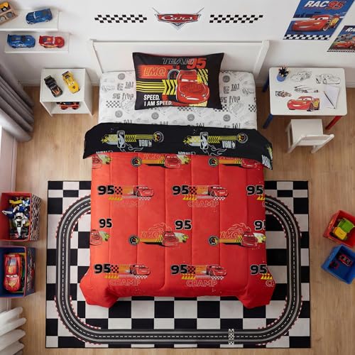 Northwest Disney Pixar Cars Twin Comforter Set, Reversible Lightning McQueen Design, Ultra Soft Fade Resistant Microfiber Kids Bedding Set, Officially Licensed - color: Pixar Cars