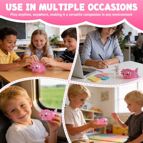 Axolotl Squishy Toy, Soft Slow Rising Sensory Fidget Toy, Cute Stretchy Axolotl Squeeze Toy, Stress Relief Desk Toy Gift for Kids 3+ and Adults(Pink) - color: Pink
