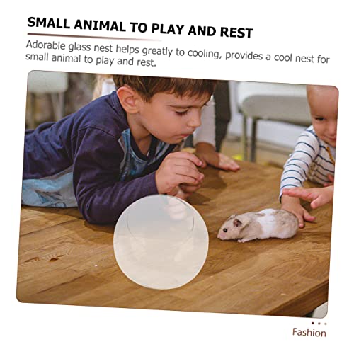 INOOMP Glass Nest for Hamster Chinchilla Small Animal Dust Bath Container Guinea Pig Hideout Pet Cooling Hut