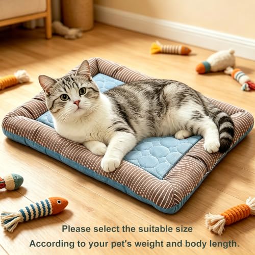RPGT Cooling Mat for Cats 13" x 18" Pet Cooling Bed for Indoor Cats & Dogs | Washable Cat Cooling Mat Self-Cooling Pet Bed Pad Breathable Material Ideal for Indoor and Outdoor Use - size: Small