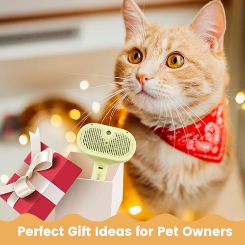 3 in 1 Cat Steam Brush, Pet Spray Hair Removal Comb for Shedding & Grooming, Water Brush for Cats Dogs Small Animals Long Short Haired with One-Click Release Button(Yellow) - color: Yellow