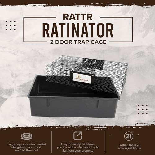 Rugged Ranch Ratinator Large Dual Door Live Rat & Mouse Trap Metal Cage | Humane Multi-Catch Rodent Control for Indoor or Outdoor Use, Reusable Catch and Release Wire Cage for Rats and Mice - color: Rat, size: 1 Pack