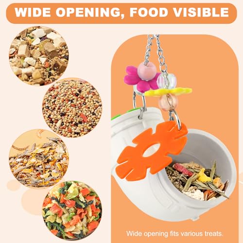 Rat Enrichment Toys, Hanging Foraging Puzzle Slow Feeder for Various Treats, Wide Opening Feeder Rat Cage Accessory for Rats, Mice or Parakeets, Includes Chew Tube