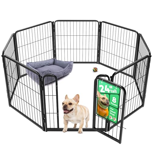 FXW Homeplus Indoor Dog Playpen, 24" H, 8 Panels, for Puppies & Small Dogs | Stress-free play, Heavy-duty, Semi-open design, Easy setup, Threshold-free gate, Expandable, Patented - color: Black, size: 24"H