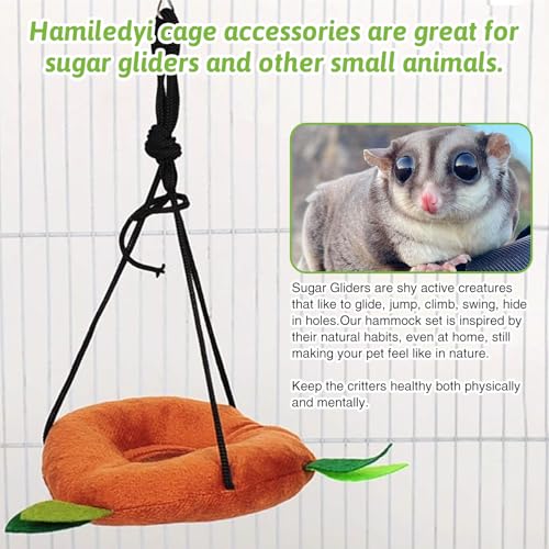 Hamiledyi 5PCS Hamster Hammock Sugar Glider Hammock Set Sugar Glider Cage Accessories Toys Small Animals Hanging Bed Hideout Tunnel Swing Rodent Iqammocking for Small Hamster Rat Gerbil - color: Brown