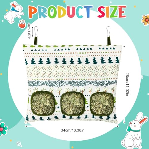 UPINS 2Pack Guinea Pig Hay Feeder Bag,Bunny Rabbit Cage Bag Hanging Holder | Guinea Pig Cage Feeder,for Bunny Rabbits,Chinchillas,Hamsters,Small Pets,and Animals - color: White Blue, size: 34 x 28 cm