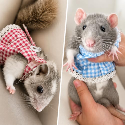 Squirrel Harness and Leash Set,Small Animal Dress Vest for Fancy Rats, Sugar Gliders and Small Pets, Adjustable Walking Outfit with 4FT Leash,Red Plaid, S,1530-1 - color: Red Plaid, size: S: 4-6" Neck, 6-7.5" Chest, Squirrel/Rat