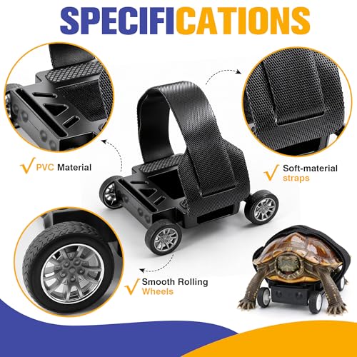 Turtle Skateboard Small Reptile Exercise Toy S | Stable 4 Wheel Training Cart for Tortoise Bearded Dragon, Safe Hook Loop Strap Fixing, Durable Green Fitness Toy - size: S