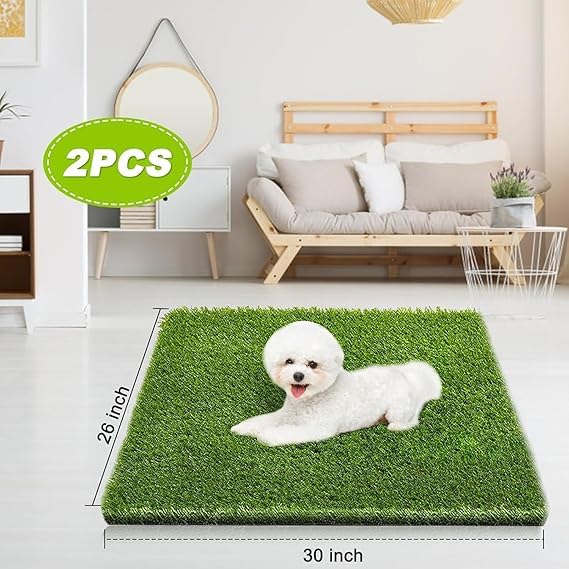 2 Pack Grass Pee Pads for Dogs Potty, Reusable Artificial Grass Mat for Puppy & Cats (26x30 inch) - size: 26x30 inch