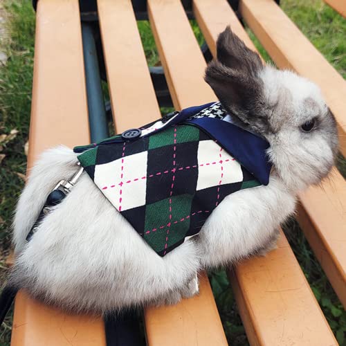 Bunny Harness and Leash,Adjustable Soft Guinea Pig Clothes Pet Rabbit Ferret Harness Costumes for Small Animals Dress - color: Green, size: Medium