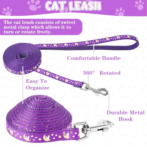 2 Pack Cat Harness and Leash with Collar Set, Escape Proof Cat Harness Adjustable Kitten Harness Glow in The Dark for Small Medium Cats | Adjustable Kitten Harness Glow in The Dark for Small Medium Cats - color: Multicolor