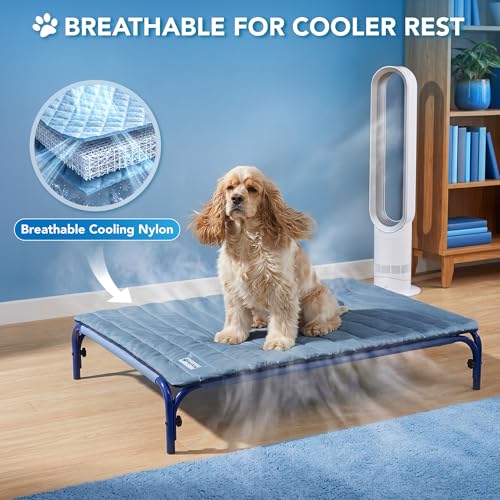PetAmi Dog Cooling Mat, Q-Max Pet Cooling Blanket with Thick Cushioning, Self Cooling Pad for Dogs & Cats, Reversible Summer Mat for Crate, Couch, Kennel, Navy/Dusty Blue, Small (24x32) - color: Navy/Dusty Blue, size: Small (24x32)