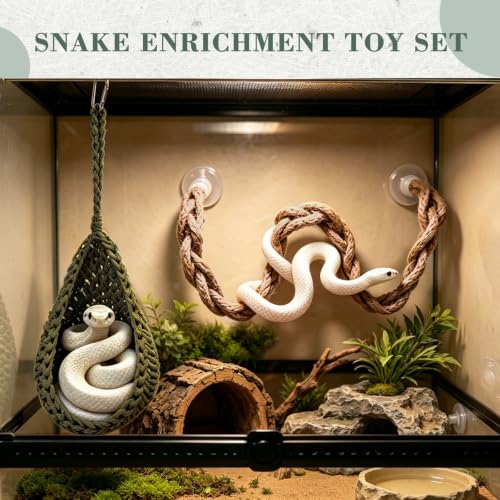 Snake Enrichment Toys, Hanging Nylon Hammock, Corn Snakes Climbing Vine with Suction Cup, Snake Climbing Accessories - color: Green