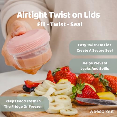 WeeSprout Baby Food Containers - Small 4 oz Containers With Lids, Leakproof & Airtight, Freezer Safe, Dishwasher Safe, Thick Food Grade Plastic, Set of 12 Baby Food Storage Containers + Color Options - color: Vivid Variety
