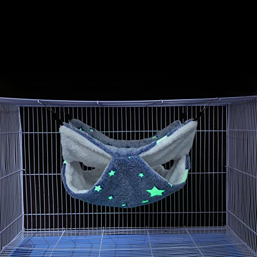 Noctilucent Luminous Guinea Pig Rat Hammock Bunkbed Hanging Tunnel Hideout | Hanging Soft Bed Mat for Ferret Hedgehog Squirrel Hideout Cage Accessories (Tunnel and Bunkbed Hammock) - color: Blue