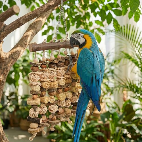 Parrot Toys for Large Birds, Natural Macaws Bird Toys, Bird Cage Accessories