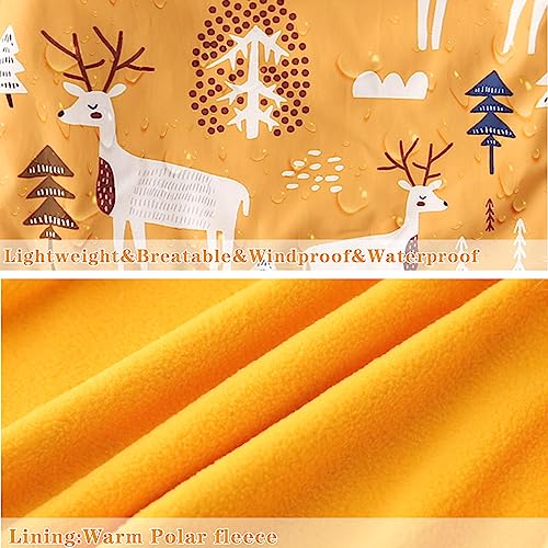 Happy Cherry Toddler Boy Girl Fleece Lined Jackets Waterproof Hooded Windbreaker Coat for Winter Fall 2023 - color: Thick Yellow Moose, size: 3-4T