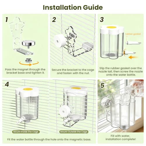 8.4 Oz No Mess Bird Water Feeder, Auto Parrot Cage Water Dispenser (White) | Magnetic Mount, Drip-Free, Easy Top Refill, Mount Inside or Outside Cage, for Parakeets Cockatiels Budgies Lovebirds Canary - color: White