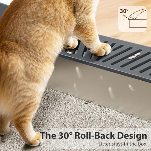 2 Pack Stainless Steel Litter Box for Kitty | Metal Kitty Litter Box with Lid High Sided for Small Cats or Injured Cats, Bunny Litter Boxes, Low Entry, Odor-Free, Non-Stick,Includes Scoop - color: Dark Gray, size: Small