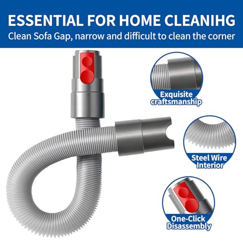 Extension Hose and Crevice Tool Compatible with Dyson V7 V8 V10 V15 Cleaner | Flexible Extension Hose Mattress Tool Stiff Brush Soft Bristle and Flexible Crevice Tool for Home Cleaning - color: Extension Hose and Crevice Tool