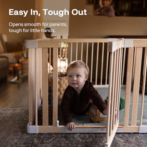 HARPPA Grovi Playpen, GREENGUARD Gold Certified – 60 x 71.5 inch | New Zealand Pine Wood - size: 60 x 71.5 x 24 Inch