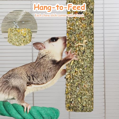 3PCS Sugar Glider Treats,Natural Eucalyptus Chew Sticks - Nutrition Crunch Treat with Egg Vegetables Leaves Oats Honey for Sugar Gliders - size: 2.65 Ounce (Pack of 3)