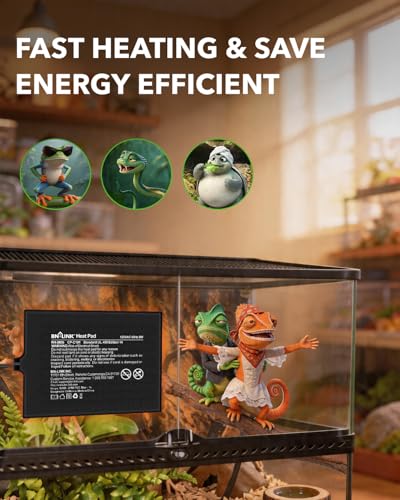 BN-LINK Reptile Heat Pad 8"X12" 16W for 30-40gal Under Tank Terrarium Heating Mat Waterproof for Turtle, Lizard, Frogs, Snake, Hermit Crab 2 Pack - size: 8" X 12" 2-PACK