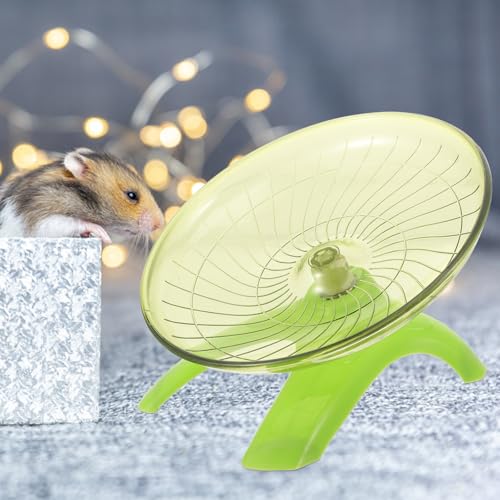 POPETPOP Silent Hamster Running Wheel 7.08-Inch Flying Saucer Exercise Wheel for Hamsters Gerbils & Hedgehogs Low-Noise Pet Toy for Cage Activity Smooth Round Edges Green - color: Light Green