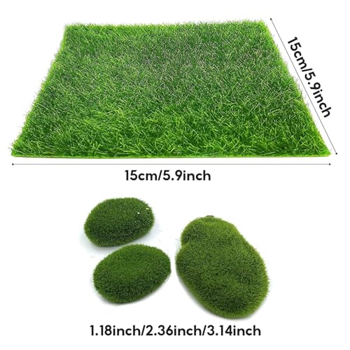 23 Pcs Fairy Garden Miniatures Jumping Spider Enclosure Accessories, Mini Bridge Fence Pond Street Lamps Mushroom Lawn Figurines Garden Decorations for Jumping Spider Habitat