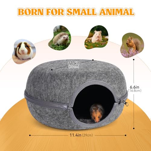 Guinea Pig Hideout, Double Function Guinea Pig Bed with Soft Cushions, Small Animal Cage Accessories for Guinea Pigs, Hamsters, Hedgehogs, and Ferrets (Dark Grey & Light Grey) - color: Dark Grey & Light Grey