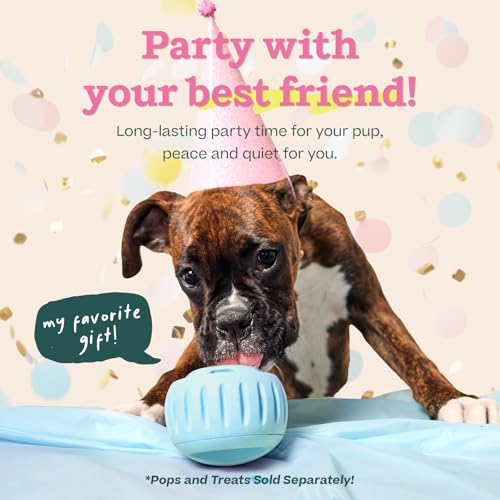 WOOF Pupsicle Interactive Dog Ball Toy for Dogs Small 10-25 lbs - Blue | Long-lasting enrichment toy for small dogs, easy-fill design, low-mess play, made of natural rubber, easy to clean - color: Blue, size: Small