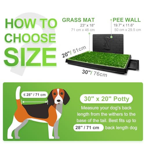 Hompet Dog Grass Pad with Tray Large, 2 Pcs Artificial Grass Training Pads with Pee Baffle Patch Puppy Turf Potty for Indoor and Outdoor Use, Ideal for Small and Medium Dogs (30"×20") - size: 30" x 20" (2 Replacement Mats)
