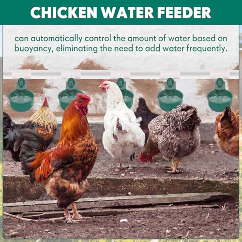 LemonRoad 30 Set Automatic Chicken Waterer Cups with 1/2" PVC Tee Fitting Chicken Drinking Bowl, Water Dispenser Feeder Poultry Drinker Mounting Hole Opener for Duck, Goose, Pigeon(Dark Green) - color: Dark Green