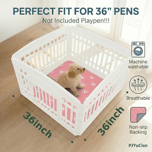 PJYuCien 36"x36" Reusable Playpen Training Pad for Puppies, Pink | Ideal for Small Animals, Dog Crate Pad, Travel Mat, Sofa Protector, Non-slip Dotted Bottom, Machine Washable - color: Pink White, size: 36"x36" (1 Pack)