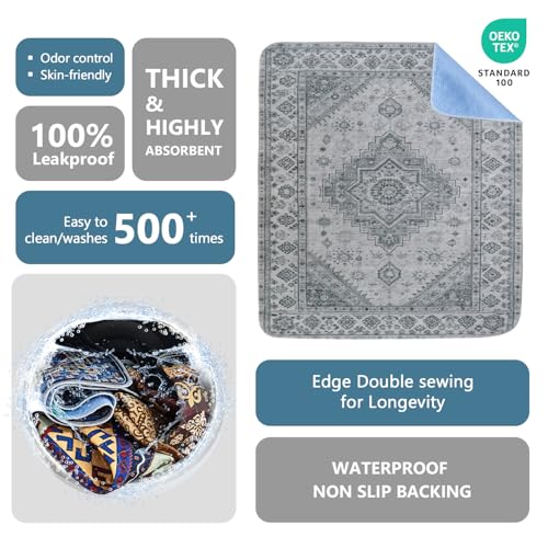 Washable Pee Pads, Super Absorbent Puppy Pads, 2 Pack 36"x41" | Reusable Dog Training Pads, Leakproof With Waterproof Non-Slip Backing For Crates, Floors, Indoor Potty & Furniture - color: Gray Medallion, size: 36"*41"(Pack of 2)