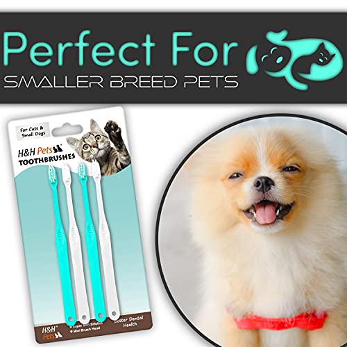H&H Pets Toothbrush for Small Dogs & Cats - Soft and Extra Small Toothbrush Designed for Cats, Puppies, and XS Breed Dogs Like Teacups, Chihuahuas, Yorkshire, and Poodle, 4 Count Pack - size: 4 Count (Pack of 1)