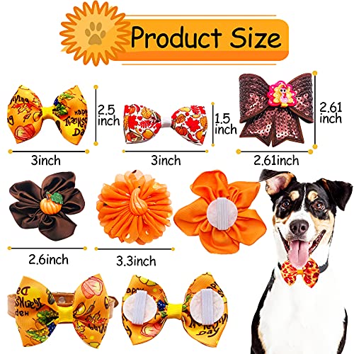 PET SHOW 4pcs Small Dogs Collar Flowers and Bows Charms For Festival Holiday Party Cats Rabbits Slides on Collars Leashes Puppies Medium Dog Collar Attachment - color: Thanksgiving-12pcs