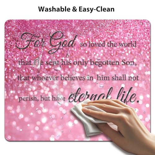 for God So Loved the World Mouse Pad, Sparkle Pink Glitter Desk Mat | 9.5"x 7.9", John 3:16 Christian Bible Verse, Inspirational Scripture Quote, Cute Smooth & Anti-Slip Mousepad - color: Colorful Design Wknoon-Art 25