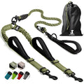 Double Dog Bungee Rope Leash - Dual Dog Lead for Medium and Large Breeds - Padded Handles, No Tangle - Flow Leash, 2 Dogs Walking Accessory - color: Green Range