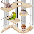 Hamster Suspension Bridge Toy，Small Animal Climbing Toys,Chinchilla Cage Natural Wood Flexible Platform Toy,Suitable for Hamsters, Chinchillas, Guinea Pigs, Birds, Small Animals - color: M-10P