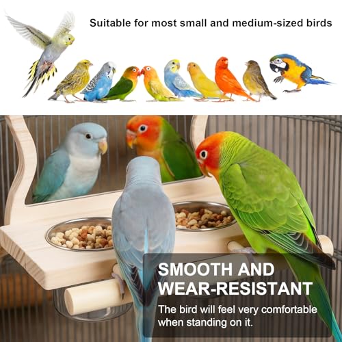 Natural Wood Bird Perch, Parrot Cage Accessories, Suitable for Parakeets, Cockatiels, Lovebirds, Tool-Free Adjustable Bird Cage Supplies & Bird Toys - size: 2