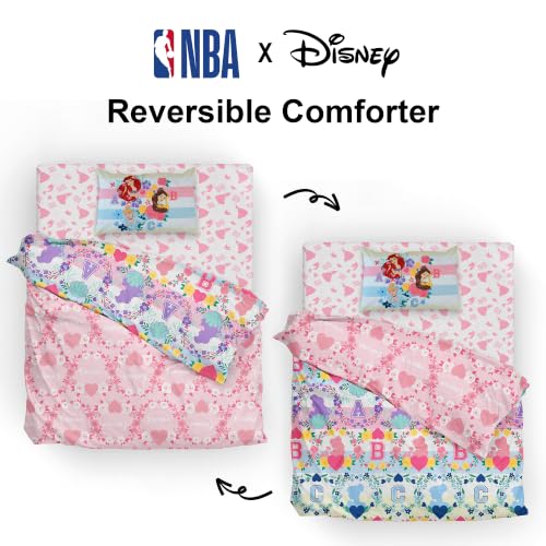 Northwest Disney Princess Twin Comforter Set, Reversible Design Ultra Soft Fade Resistant Microfiber Kids Bedding Set, Officially Licensed - color: Princess