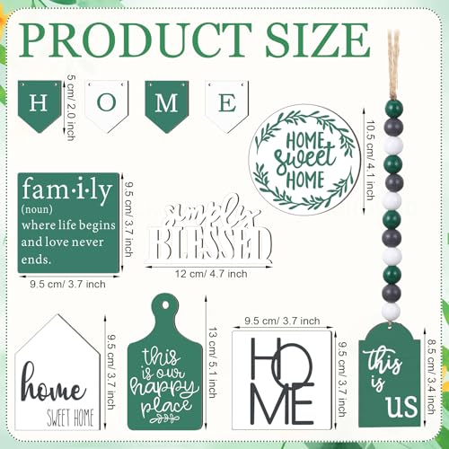 FairySandy 11 Pcs Home Tiered Tray Decor Spring Ustic Farmhouse Tiered Tray Decorations Set Home Wooden Signs Vintage Farm Animal Farmhouse Tabletop Wood Signs for Kitchen Table Shelf Decor - style: Green Style