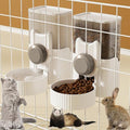 Lemtrflo Rabbit Water Dispenser, Cage Automatic Hanging Bunny Feeder | Suitable for Rabbits, Guinea Pigs, Small Dogs, and Other Small Pets - color: White Gray