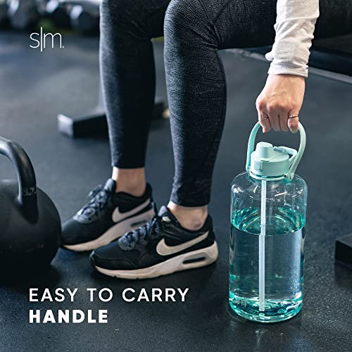 Simple Modern Half Gallon Water Bottle with Straw Lid | 64oz, Ombré | Summit Reusable Plastic Water Bottle | Motivational Markers, Push-Button Flip Straw Lid | Made Without BPA | Sorbet